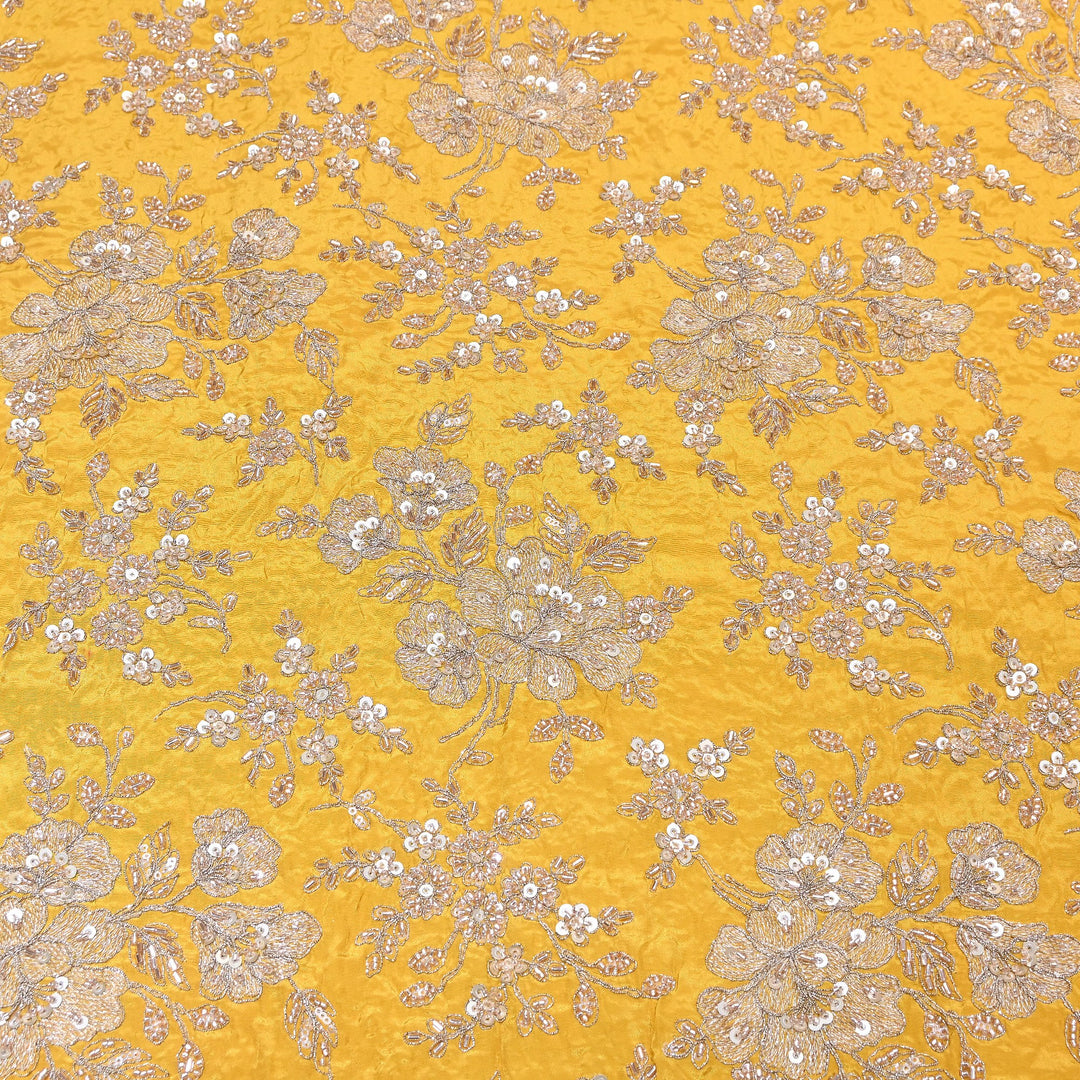 Premium Crepe Zari, Moti & Sequins Embroidery Fabric | Designer Fabric | V2715C-03