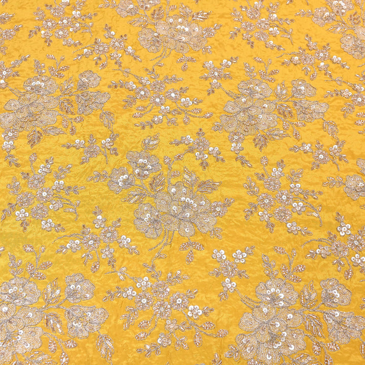 Premium Crepe Zari, Moti & Sequins Embroidery Fabric | Designer Fabric | V2715C-03