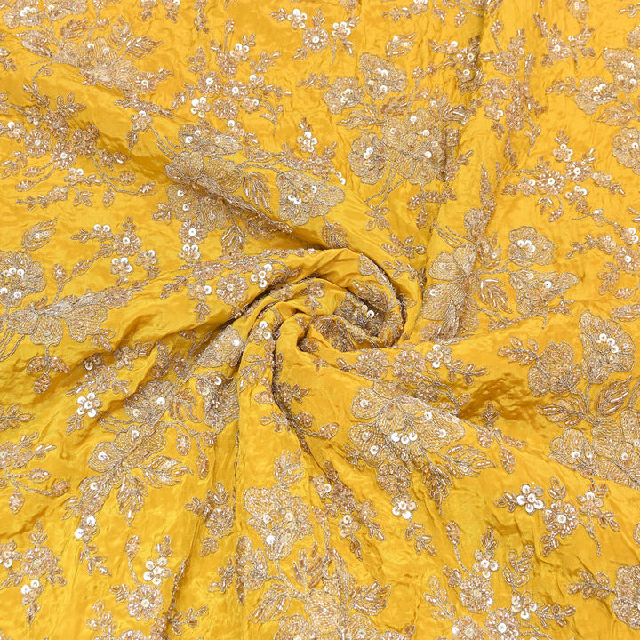 Premium Crepe Zari, Moti & Sequins Embroidery Fabric | Designer Fabric | V2715C-03
