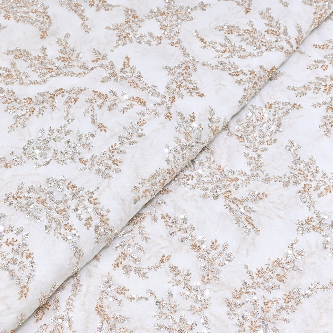 DYEABLE GEORGETTE MOTI SEQUINS EMBROIDERY FABRIC - DM4428- 01