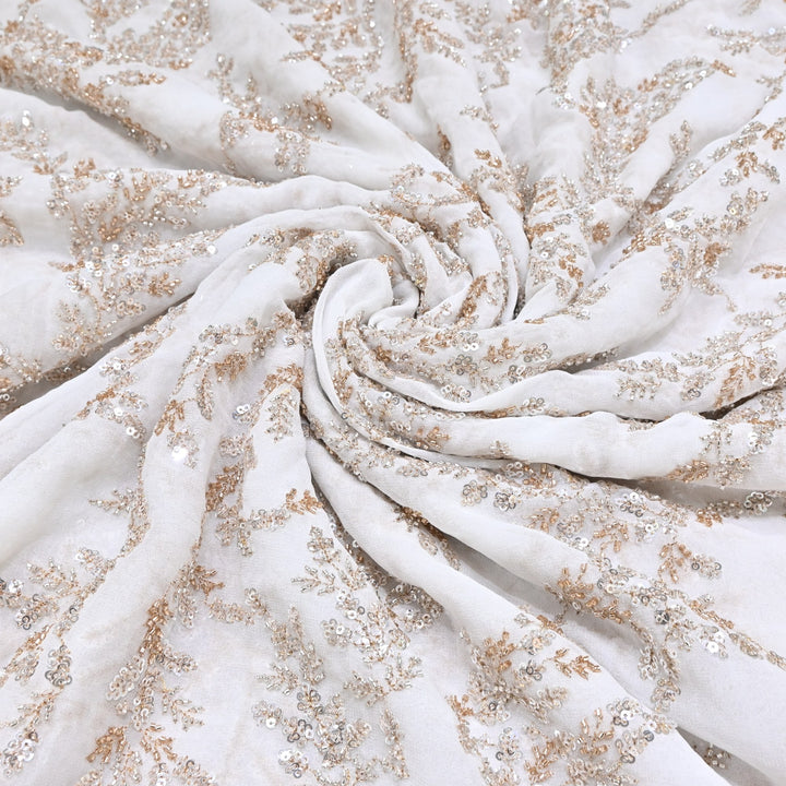 DYEABLE GEORGETTE MOTI SEQUINS EMBROIDERY FABRIC - DM4428- 01