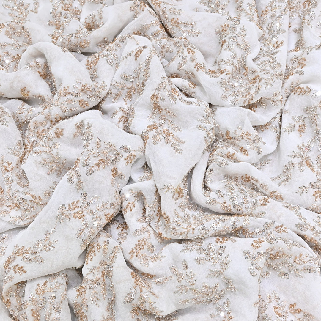 DYEABLE GEORGETTE MOTI SEQUINS EMBROIDERY FABRIC - DM4428- 01