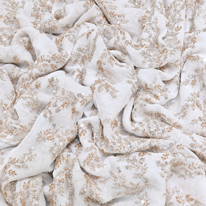 DYEABLE GEORGETTE MOTI SEQUINS EMBROIDERY FABRIC - DM4428- 01