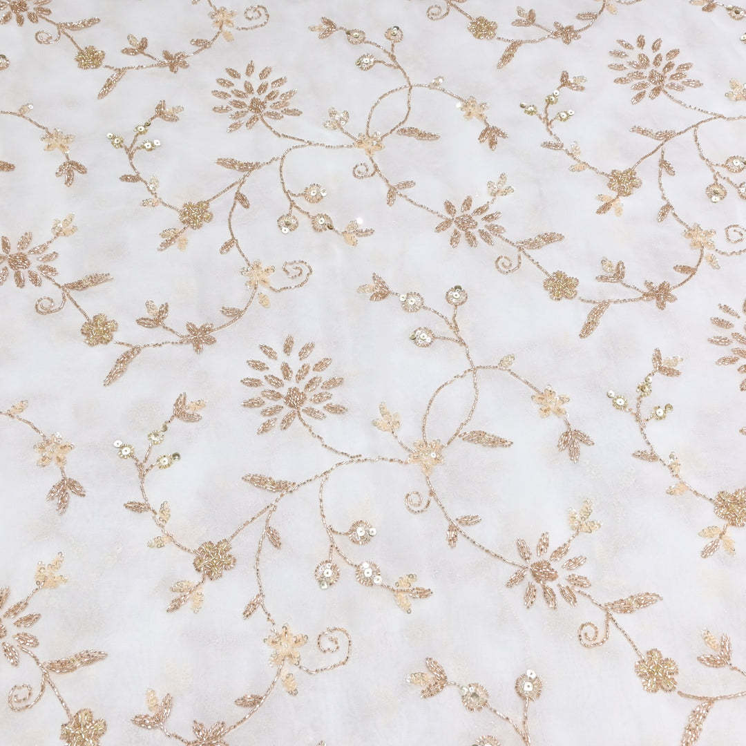 DYEABLE GEORGETTE MOTI SEQUINS EMBROIDERY FABRIC - V1788C