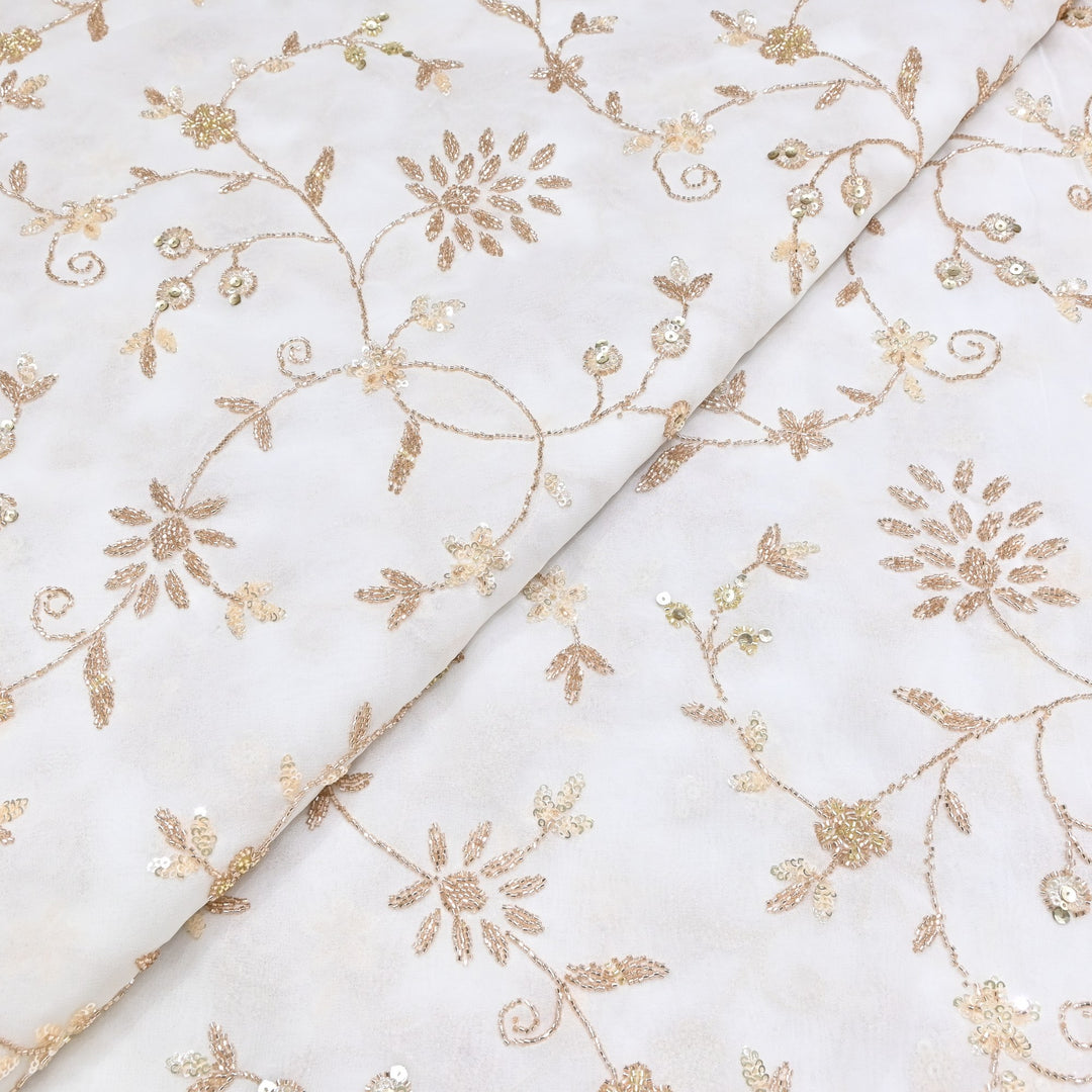 DYEABLE GEORGETTE MOTI SEQUINS EMBROIDERY FABRIC - V1788C