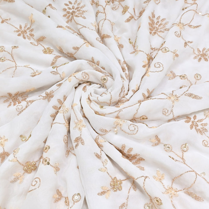 DYEABLE GEORGETTE MOTI SEQUINS EMBROIDERY FABRIC - V1788C