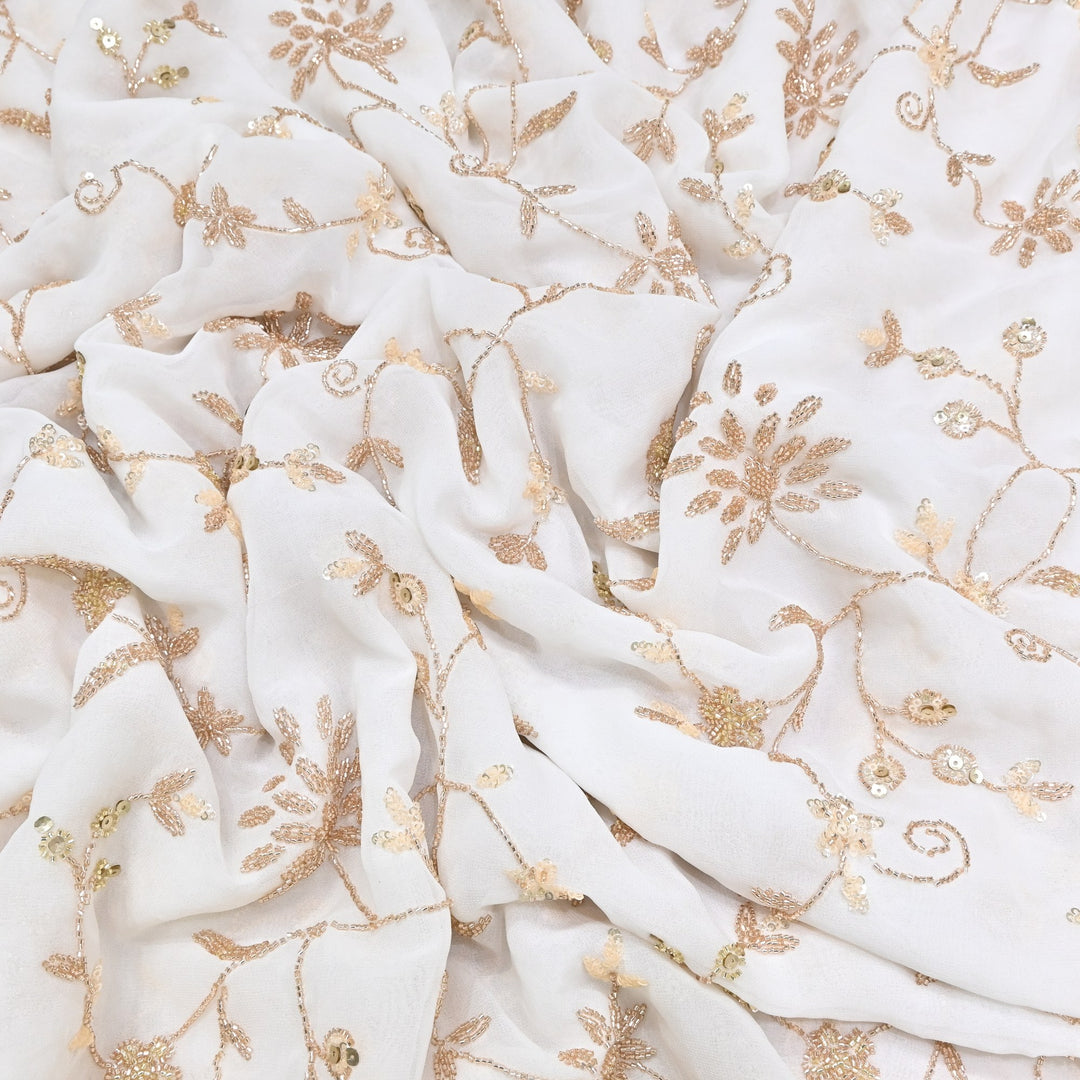 DYEABLE GEORGETTE MOTI SEQUINS EMBROIDERY FABRIC - V1788C