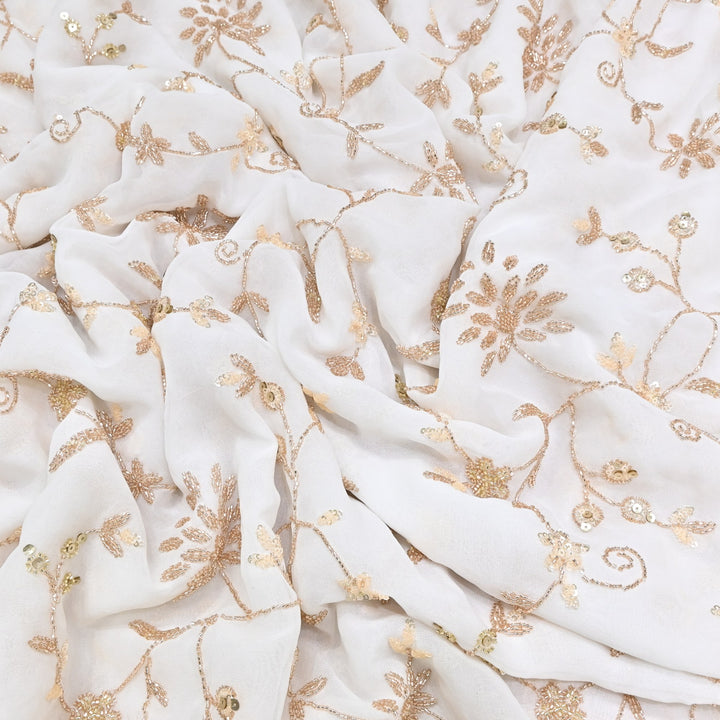 DYEABLE GEORGETTE MOTI SEQUINS EMBROIDERY FABRIC - V1788C