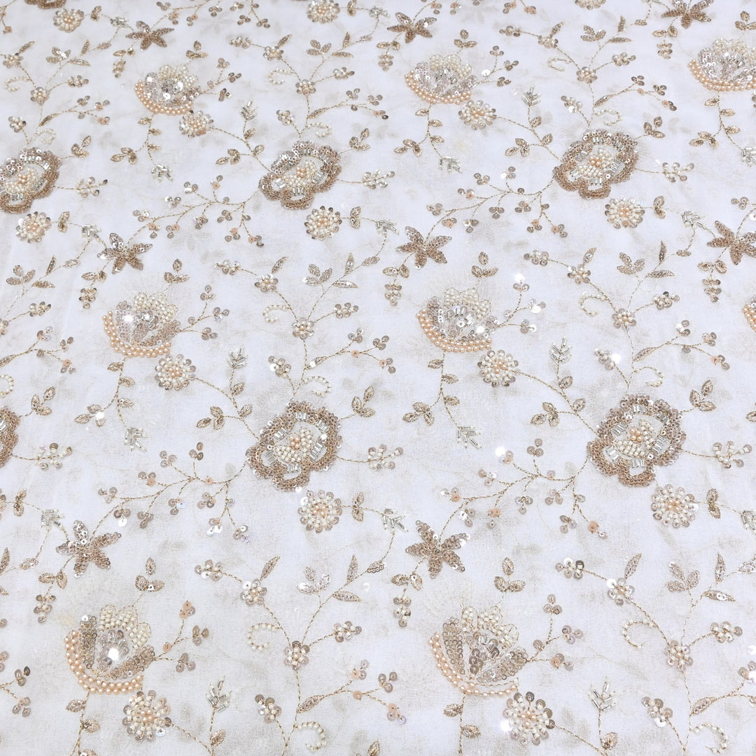 DYEABLE GEORGETTE MOTI SEQUINS EMBROIDERY FABRIC - ND9355