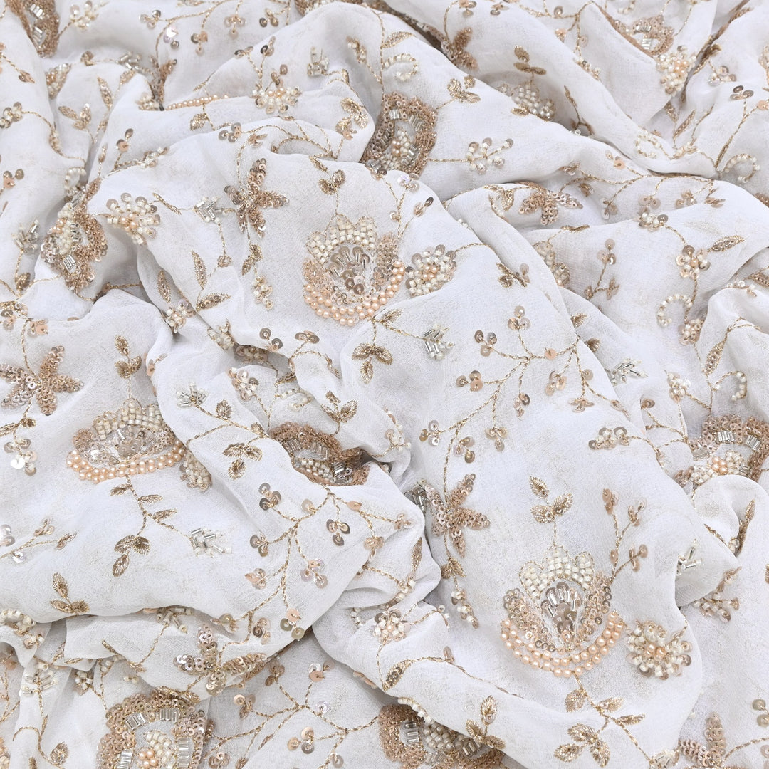 DYEABLE GEORGETTE MOTI SEQUINS EMBROIDERY FABRIC - ND9355