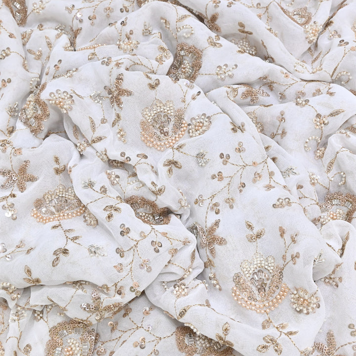DYEABLE GEORGETTE MOTI SEQUINS EMBROIDERY FABRIC - ND9355