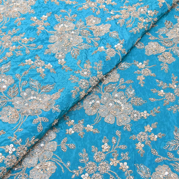 Premium Crepe Zari, Moti & Sequins Embroidery Fabric | Designer Fabric | V2715C-04