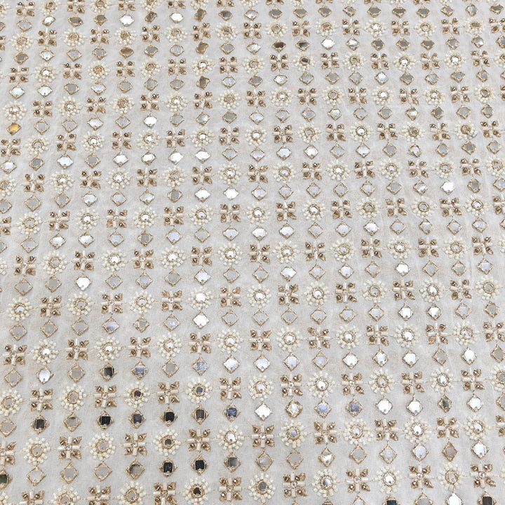 DYEABLE GEORGETTE MOTI SEQUINS EMBROIDERY FABRIC - V1935C