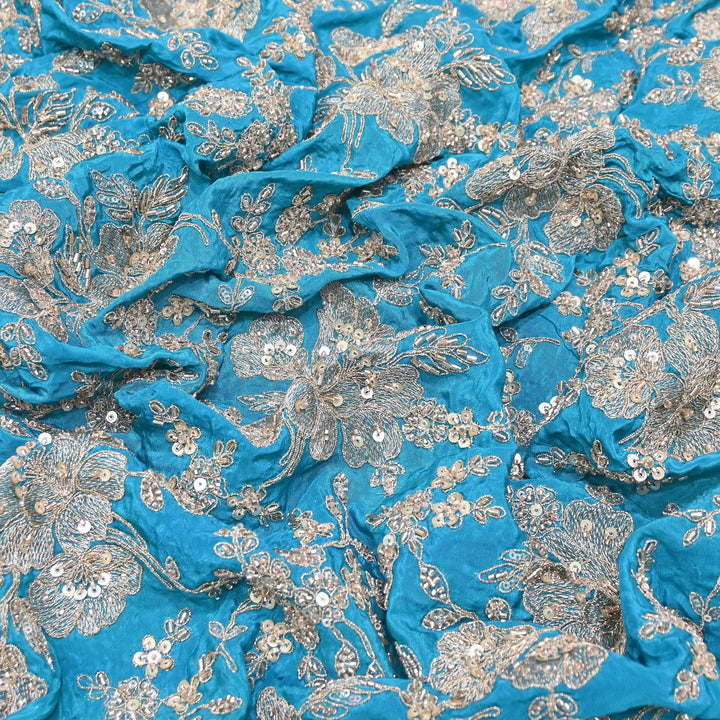 Premium Crepe Zari, Moti & Sequins Embroidery Fabric | Designer Fabric | V2715C-04