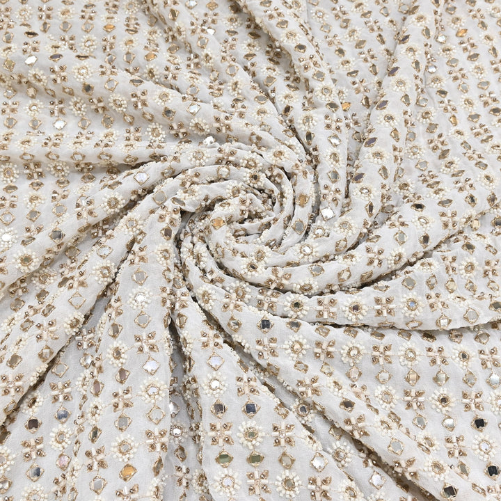 DYEABLE GEORGETTE MOTI SEQUINS EMBROIDERY FABRIC - V1935C