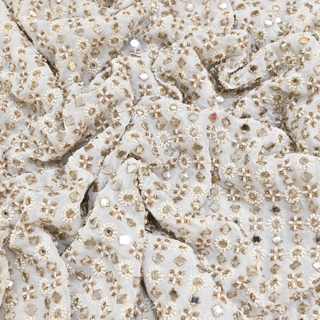 DYEABLE GEORGETTE MOTI SEQUINS EMBROIDERY FABRIC - V1935C