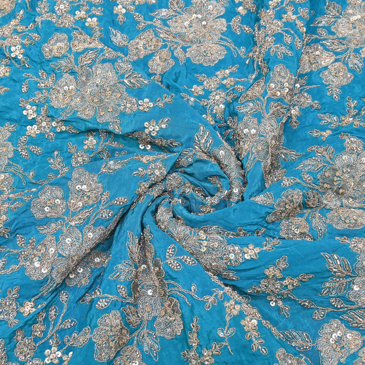 Premium Crepe Zari, Moti & Sequins Embroidery Fabric | Designer Fabric | V2715C-04