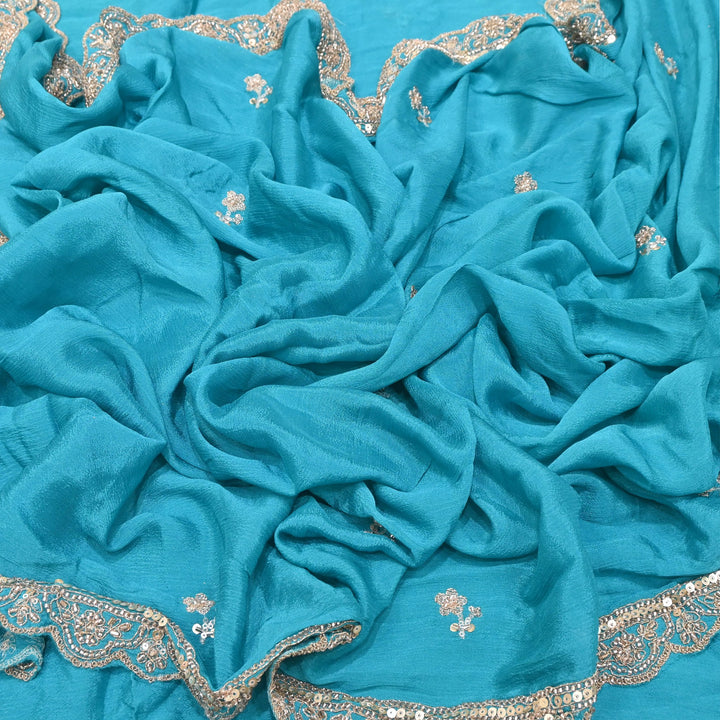 Premium Chinon Zari, Moti & Sequin Embroidery Dupatta Fabric | V2746C-04