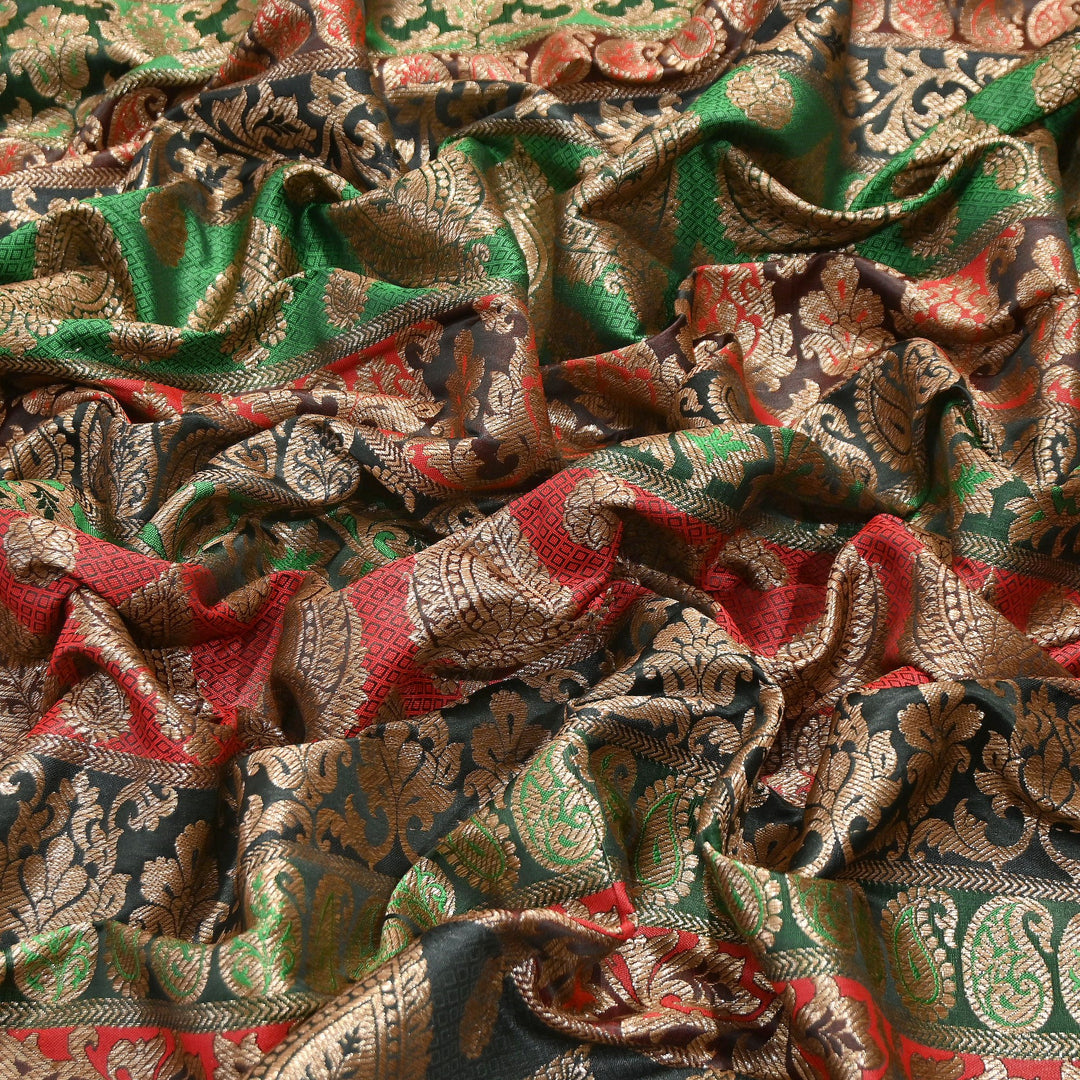 Multi Pallu Brocade Fabric – Premium Traditional Designer Brocade Fabric | 001020-3