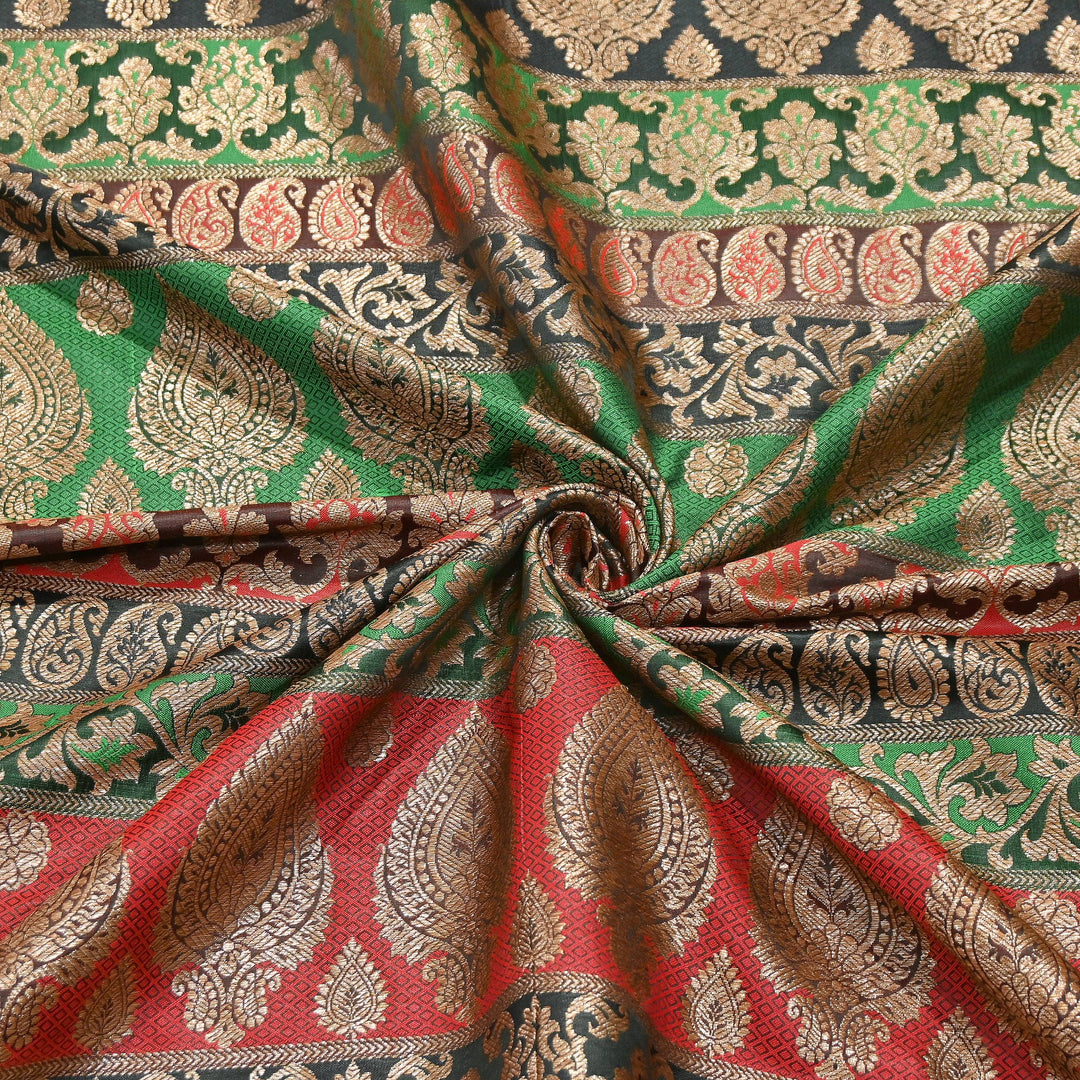 Multi Pallu Brocade Fabric – Premium Traditional Designer Brocade Fabric | 001020-3