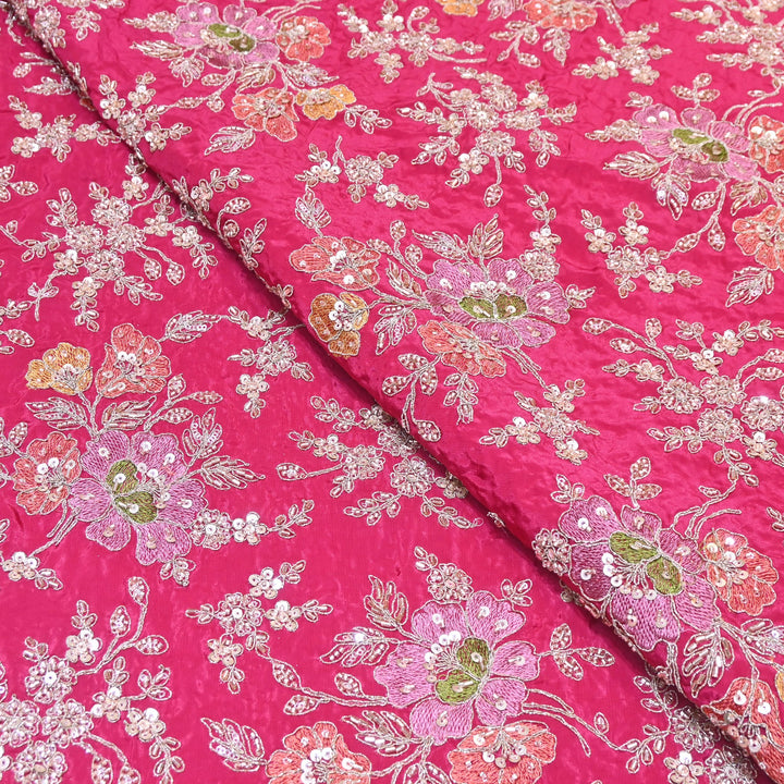 Premium Crepe Zari, Moti & Sequins Embroidery Fabric | Designer Fabric | V02710C-01