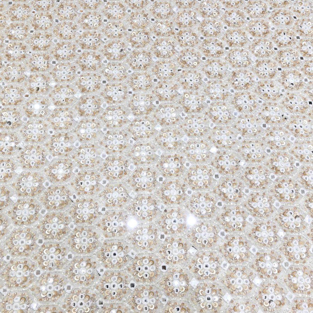 DYEABLE GEORGETTE MOTI SEQUINS MIRROR EMBROIDERY FABRIC - V3018C