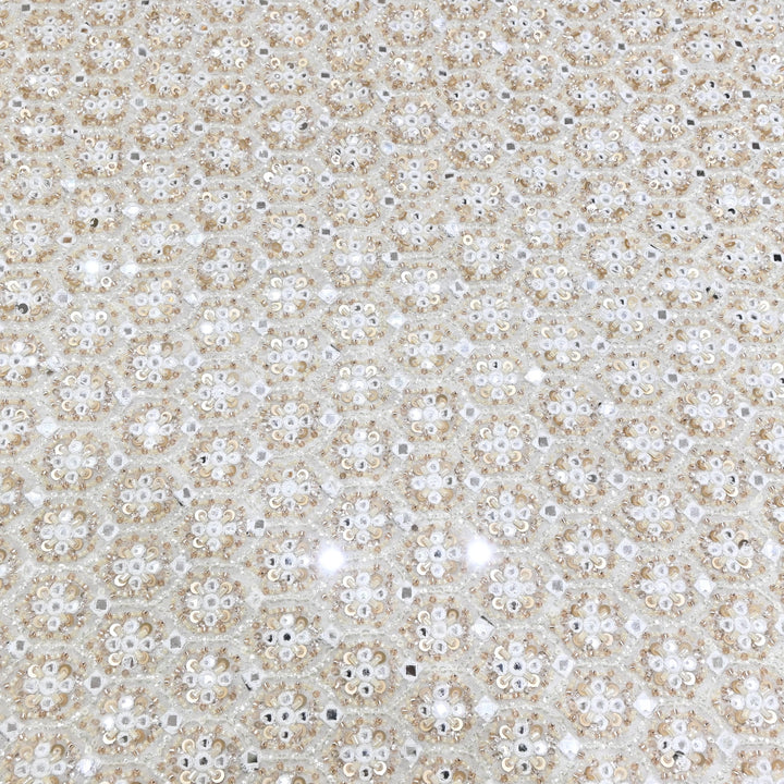 DYEABLE GEORGETTE MOTI SEQUINS MIRROR EMBROIDERY FABRIC - V3018C