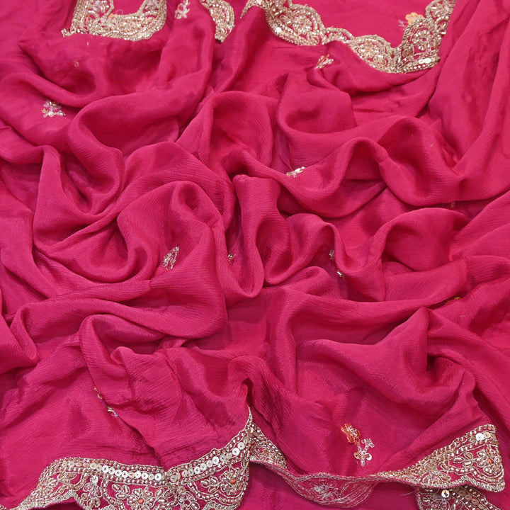 Premium Chinon Zari, Moti & Sequin Embroidery Dupatta Fabric | V02714C-01