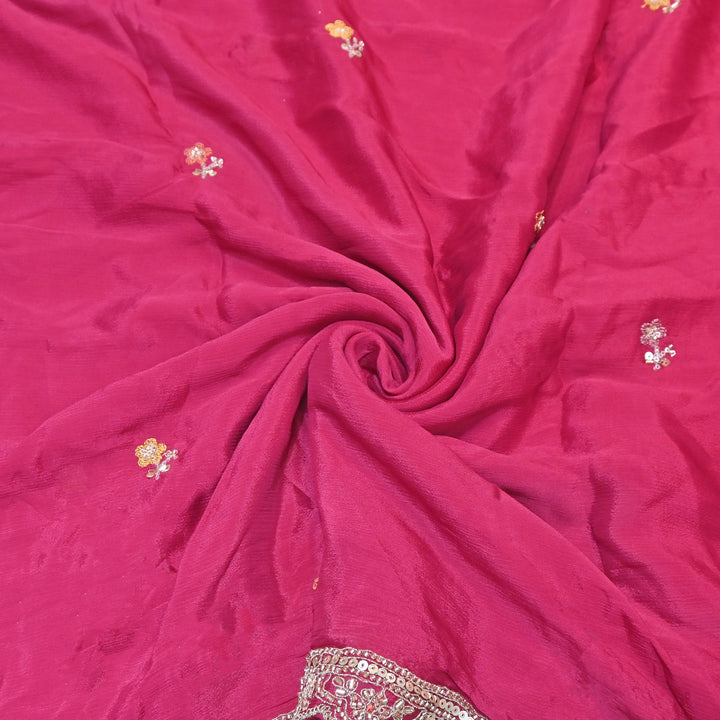 Premium Chinon Zari, Moti & Sequin Embroidery Dupatta Fabric | V02714C-01