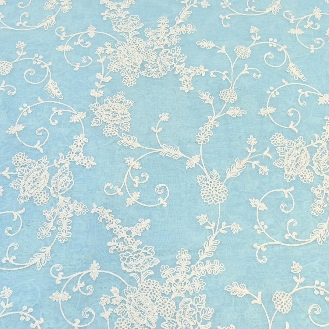 Dyed Mul Chanderi Thread Embroidery Fabric– Lightweight Elegant Summer Designer Fabric GP4212-1