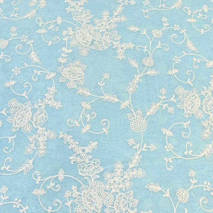 Dyed Mul Chanderi Thread Embroidery Fabric– Lightweight Elegant Summer Designer Fabric GP4212-1