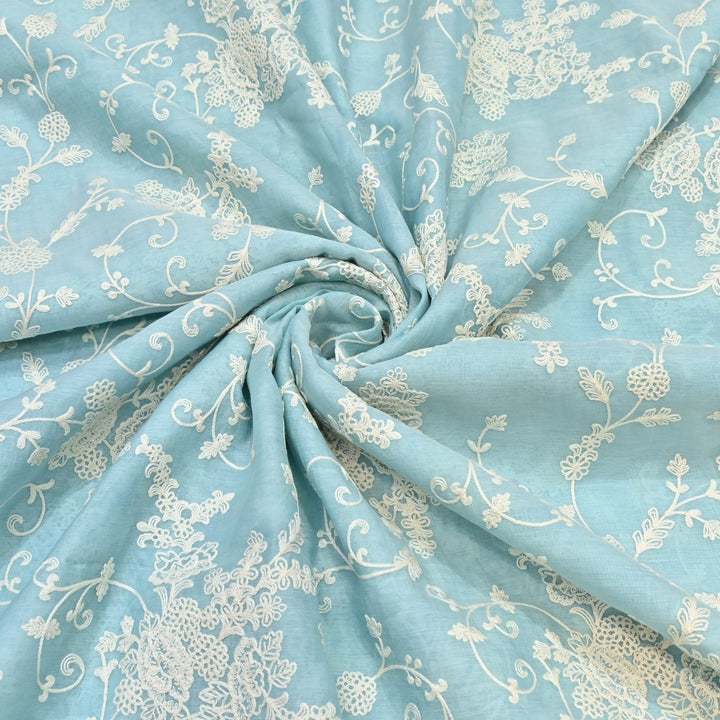 Dyed Mul Chanderi Thread Embroidery Fabric– Lightweight Elegant Summer Designer Fabric GP4212-1