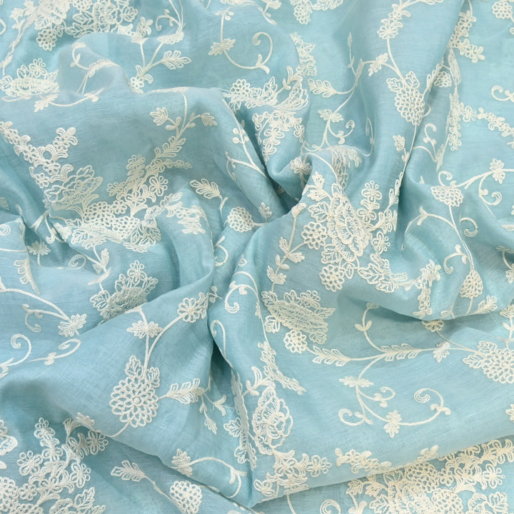 Dyed Mul Chanderi Thread Embroidery Fabric– Lightweight Elegant Summer Designer Fabric GP4212-1