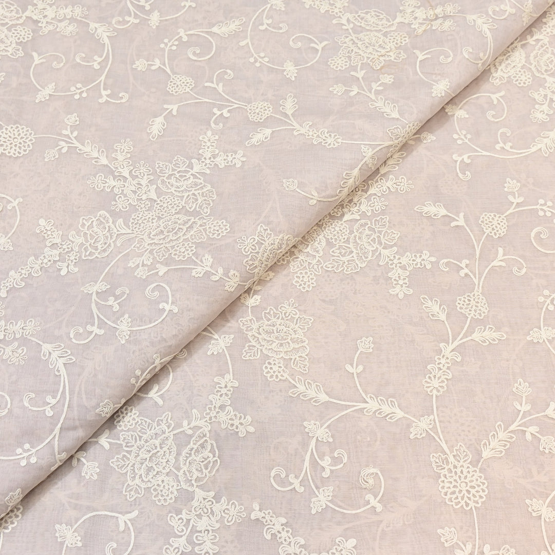 Dyed Mul Chanderi Thread Embroidery Fabric– Lightweight Elegant Summer Designer Fabric GP4212-4