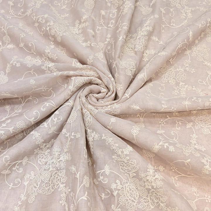 Dyed Mul Chanderi Thread Embroidery Fabric– Lightweight Elegant Summer Designer Fabric GP4212-4