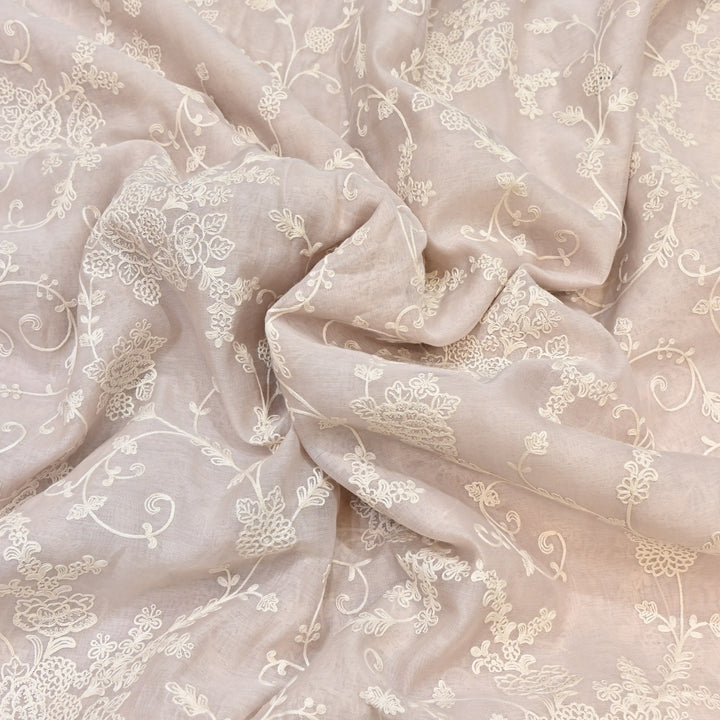 Dyed Mul Chanderi Thread Embroidery Fabric– Lightweight Elegant Summer Designer Fabric GP4212-4