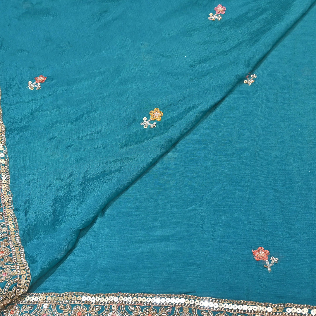 Premium Chinon Zari, Moti & Sequin Embroidery Dupatta Fabric | V02714C-02