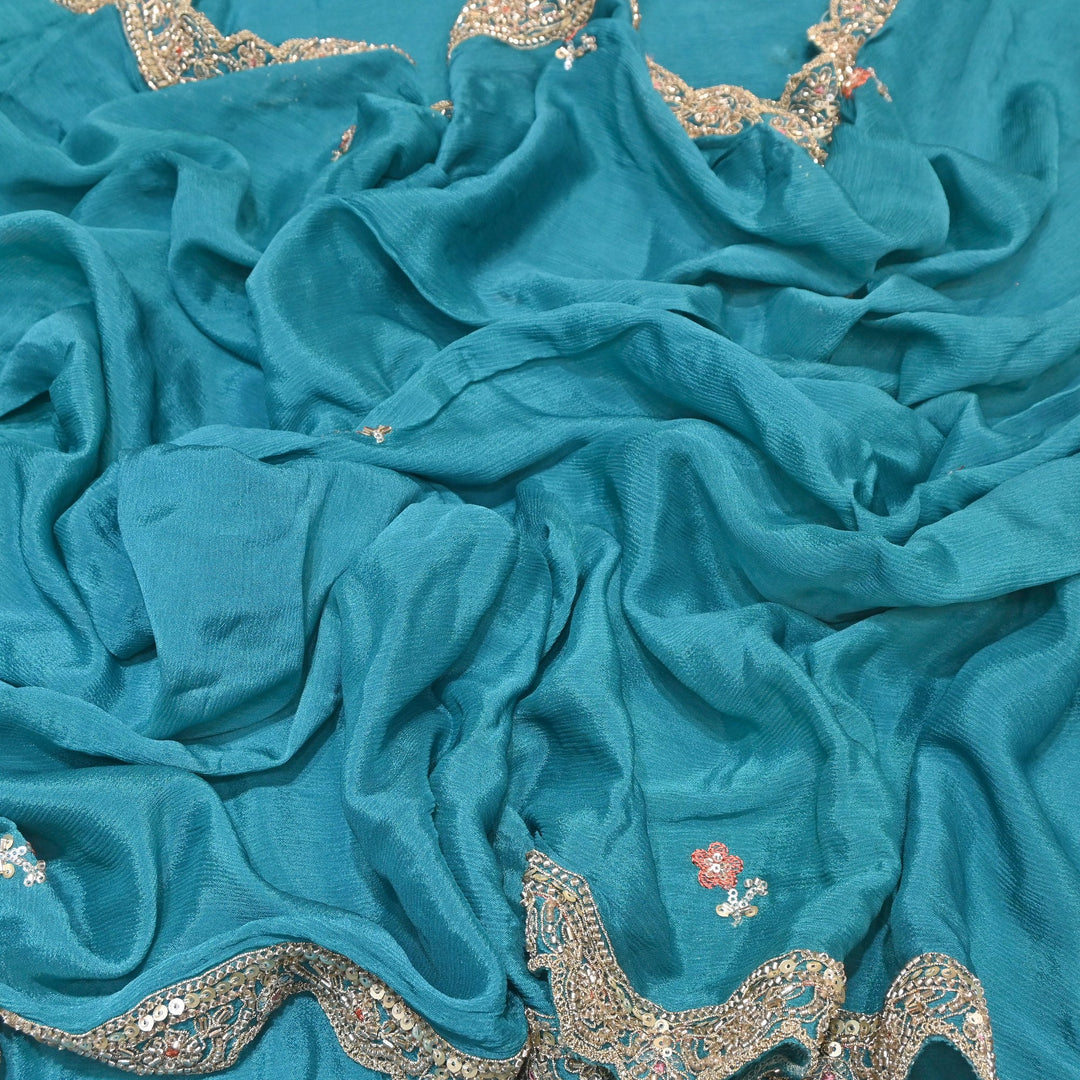 Premium Chinon Zari, Moti & Sequin Embroidery Dupatta Fabric | V02714C-02