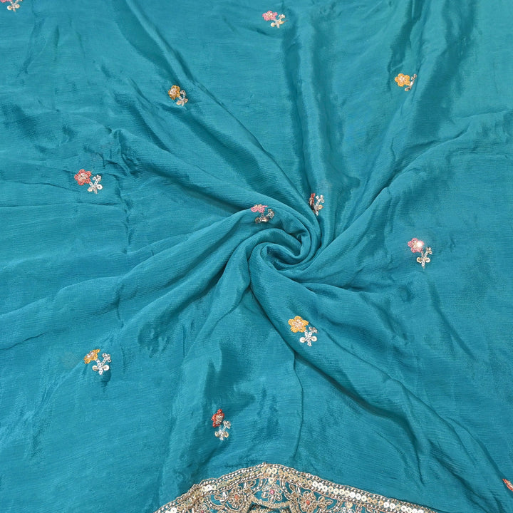 Premium Chinon Zari, Moti & Sequin Embroidery Dupatta Fabric | V02714C-02