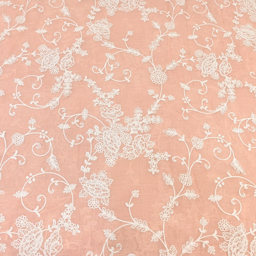 Dyed Mul Chanderi Thread Embroidery Fabric– Lightweight Elegant Summer Designer Fabric GP4212-2