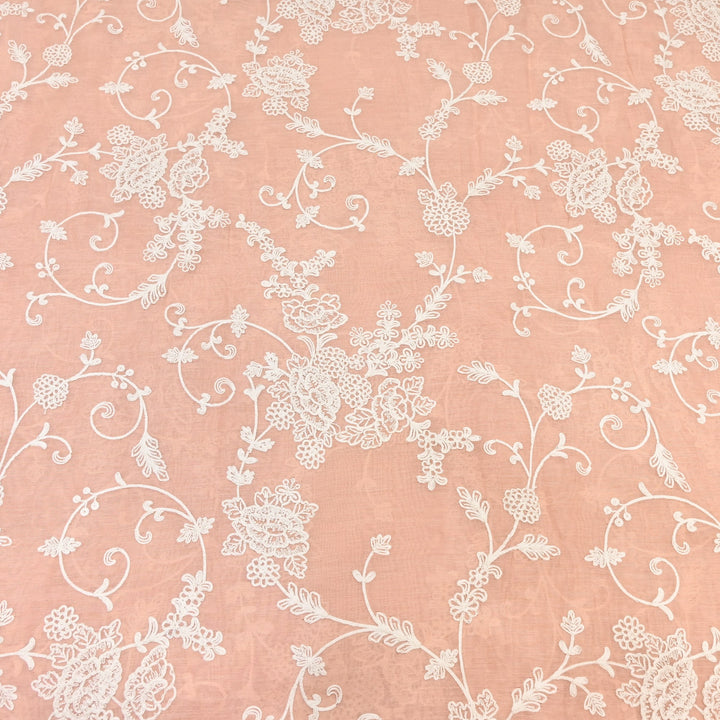 Dyed Mul Chanderi Thread Embroidery Fabric– Lightweight Elegant Summer Designer Fabric GP4212-2
