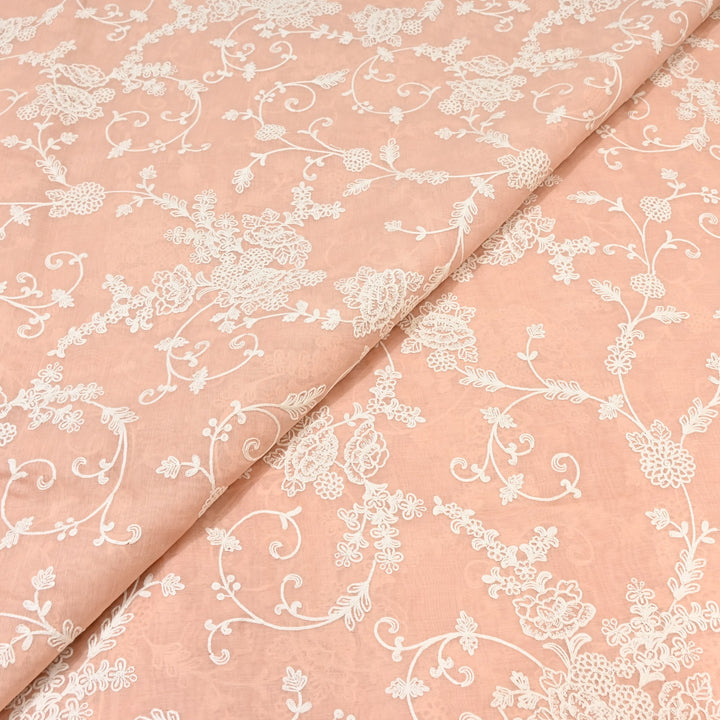 Dyed Mul Chanderi Thread Embroidery Fabric– Lightweight Elegant Summer Designer Fabric GP4212-2