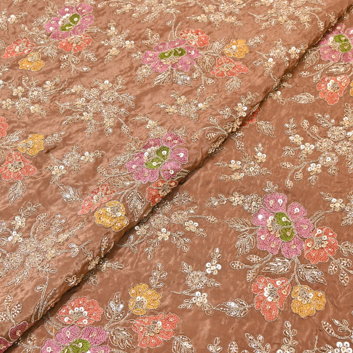 Premium Crepe Zari, Moti & Sequins Embroidery Fabric | Designer Fabric | V02710C-03