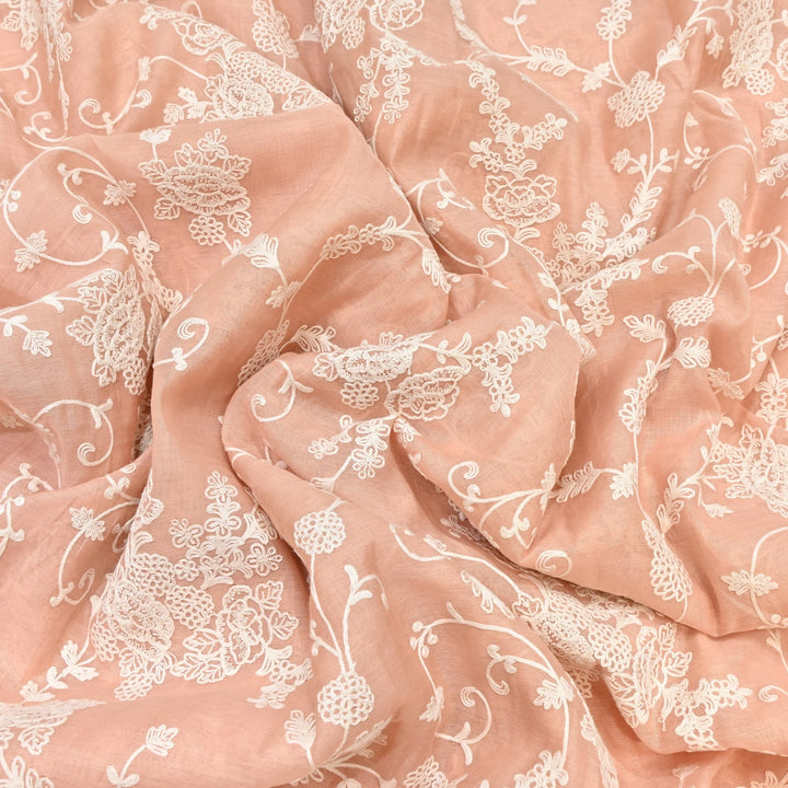 Dyed Mul Chanderi Thread Embroidery Fabric– Lightweight Elegant Summer Designer Fabric GP4212-2