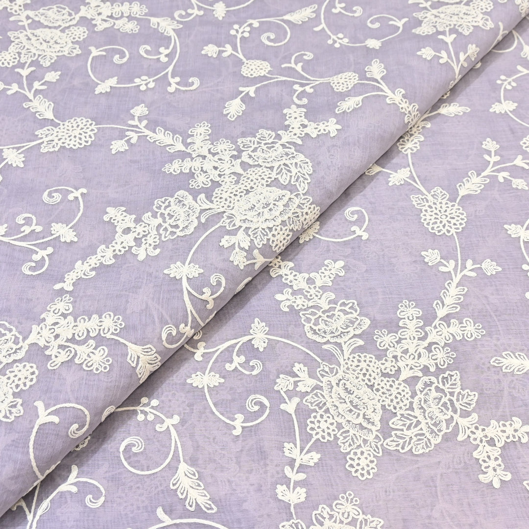 Dyed Mul Chanderi Thread Embroidery Fabric– Lightweight Elegant Summer Designer Fabric GP4212-6