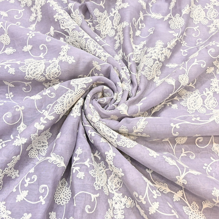 Dyed Mul Chanderi Thread Embroidery Fabric– Lightweight Elegant Summer Designer Fabric GP4212-6