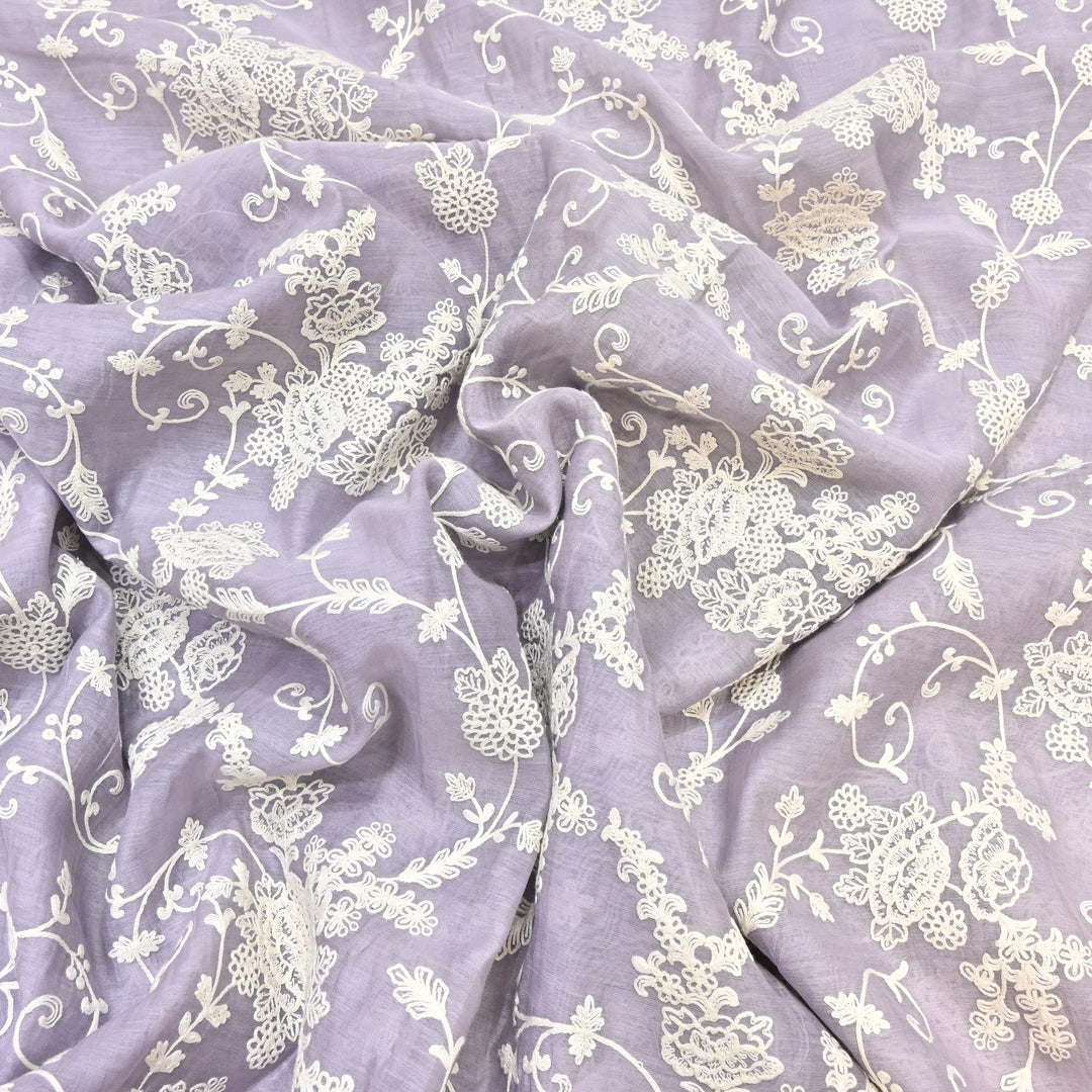 Dyed Mul Chanderi Thread Embroidery Fabric– Lightweight Elegant Summer Designer Fabric GP4212-6