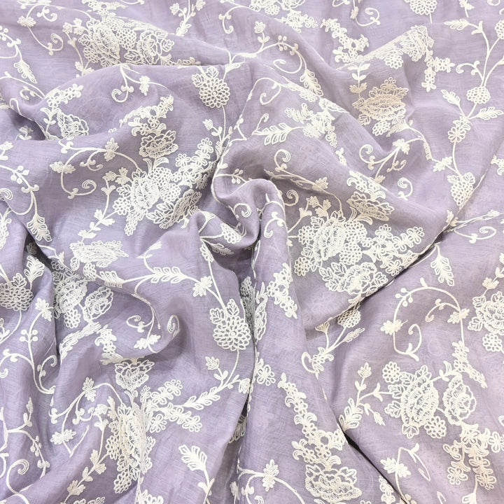 Dyed Mul Chanderi Thread Embroidery Fabric– Lightweight Elegant Summer Designer Fabric GP4212-6