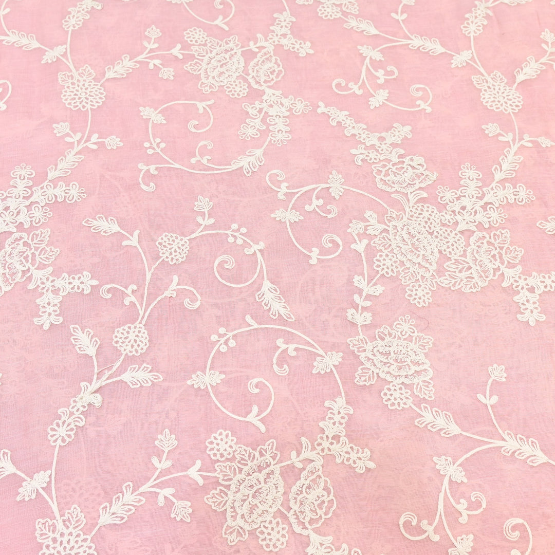 Dyed Mul Chanderi Thread Embroidery Fabric– Lightweight Elegant Summer Designer Fabric GP4212-3