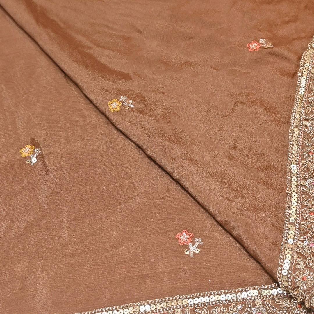 Premium Chinon Zari, Moti & Sequin Embroidery Dupatta Fabric | V02714C-03